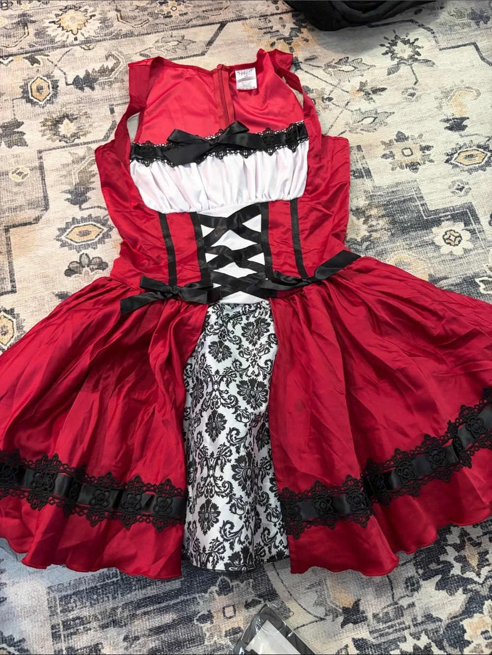 Spirit Rebellious Red Hooded Cape Costume - Red and Black